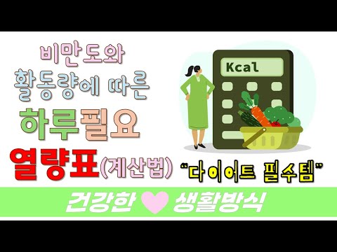 비만도와 활동량에 따른 하루 필요 열량표(다이어트 필수템)